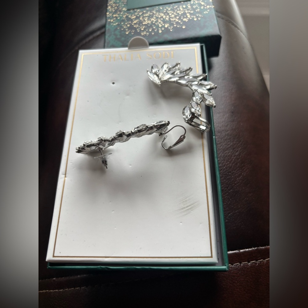 Thalia Sodi Shimmering Silver Leaf Earrings - Picture 2 of 5
